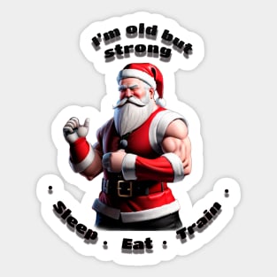 Santa Claus training in the gym Sticker
